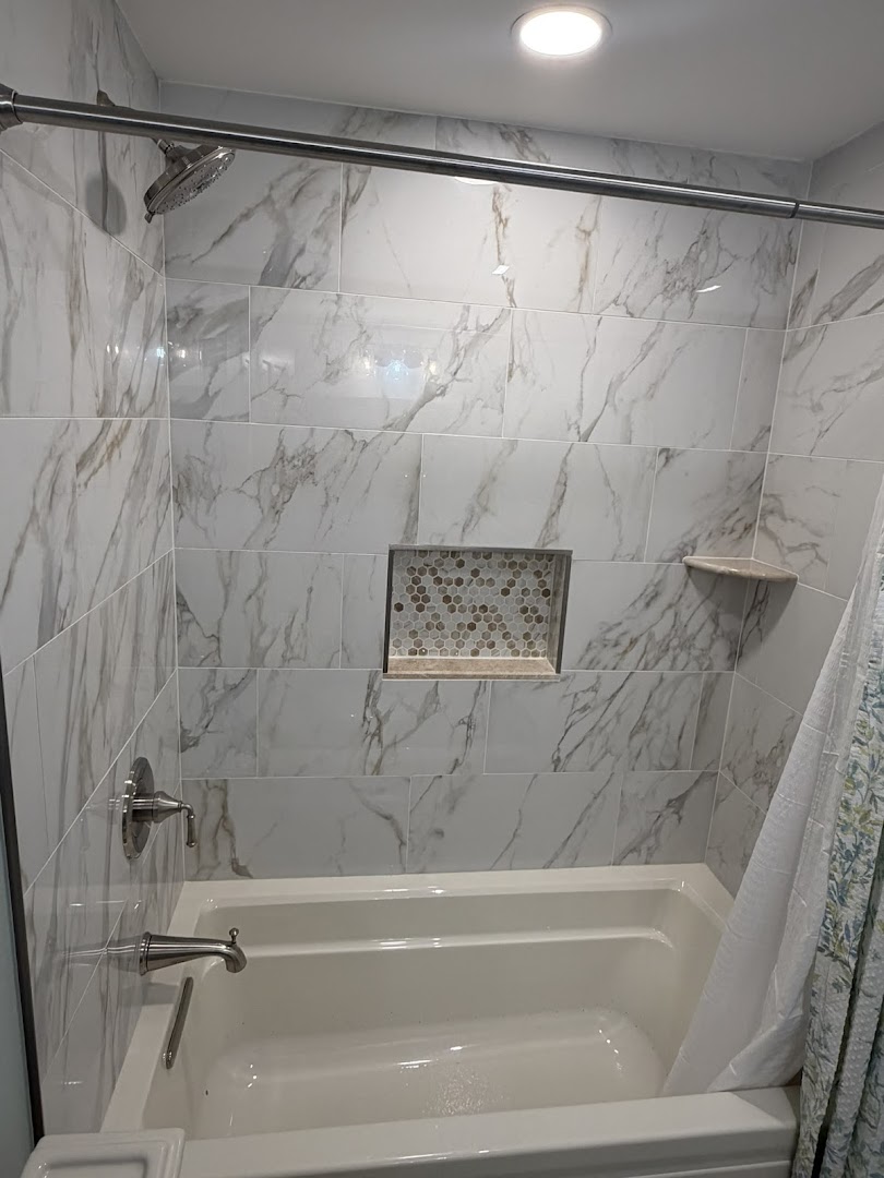 Completed bathroom remodel by W.B. Dickenson